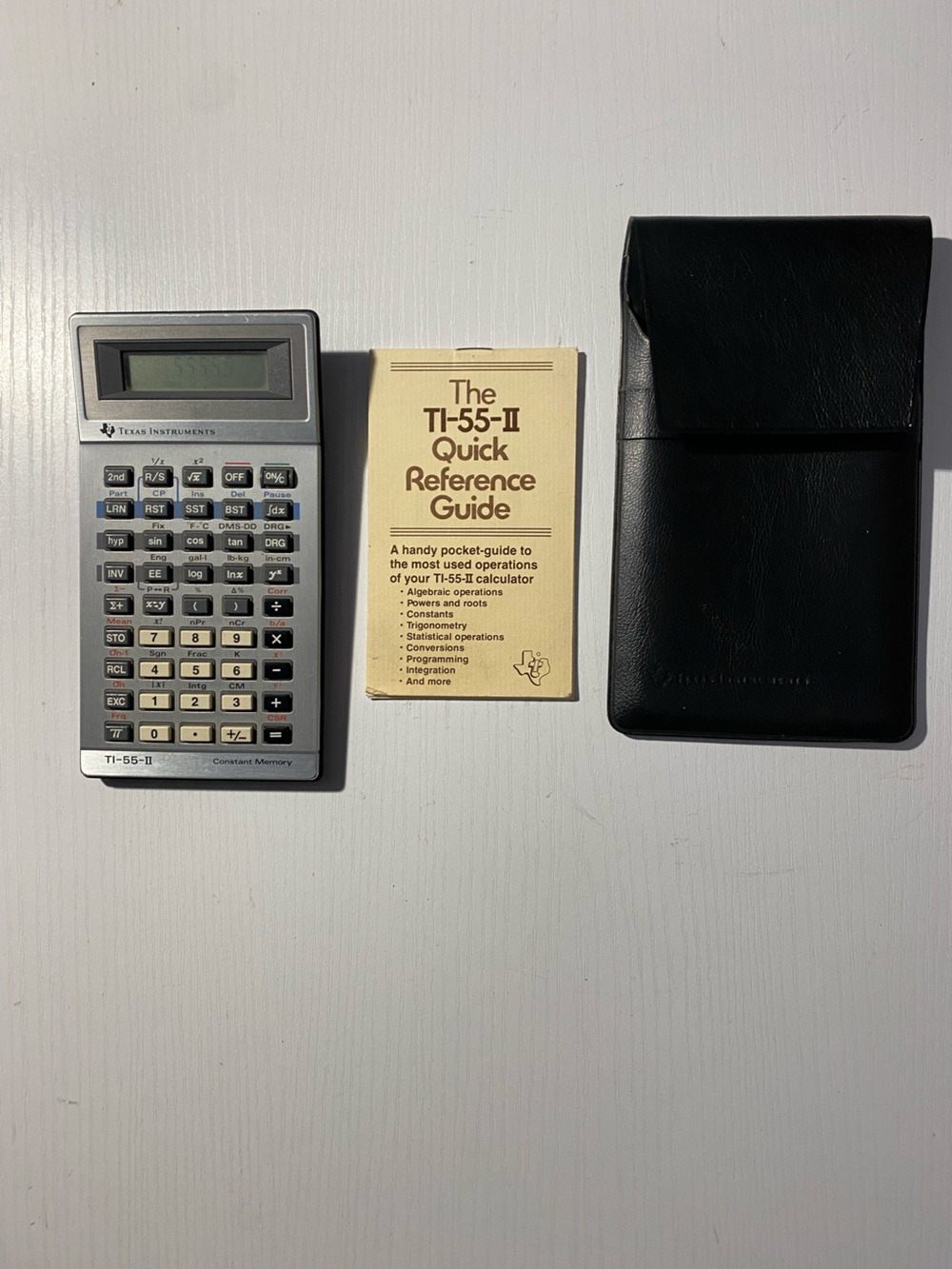 Vintage Texas Instruments TI-55-II Scientific Calculator Case & Manual